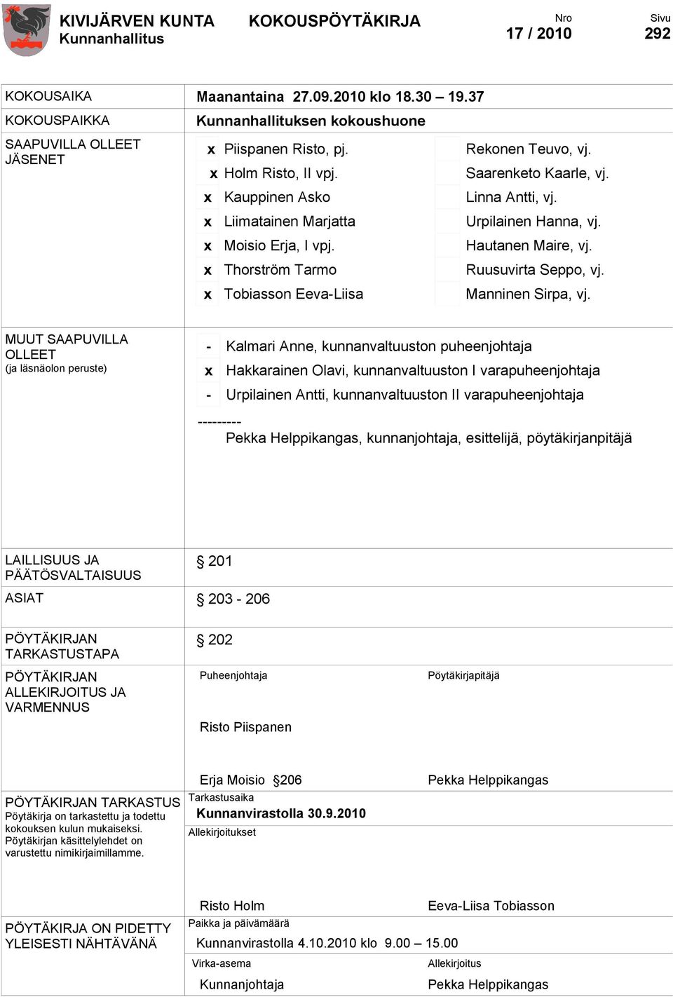 x Thorström Tarmo Ruusuvirta Seppo, vj. x Tobiasson Eeva-Liisa Manninen Sirpa, vj.