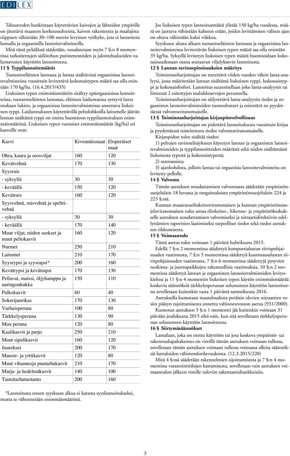 Mitä tässä pykälässä säädetään, noudatetaan myös 7 :n 8 momentissa tarkoitettujen säilörehun puristenesteiden ja jaloittelualueiden valumavesien käyttöön lannoitteena.