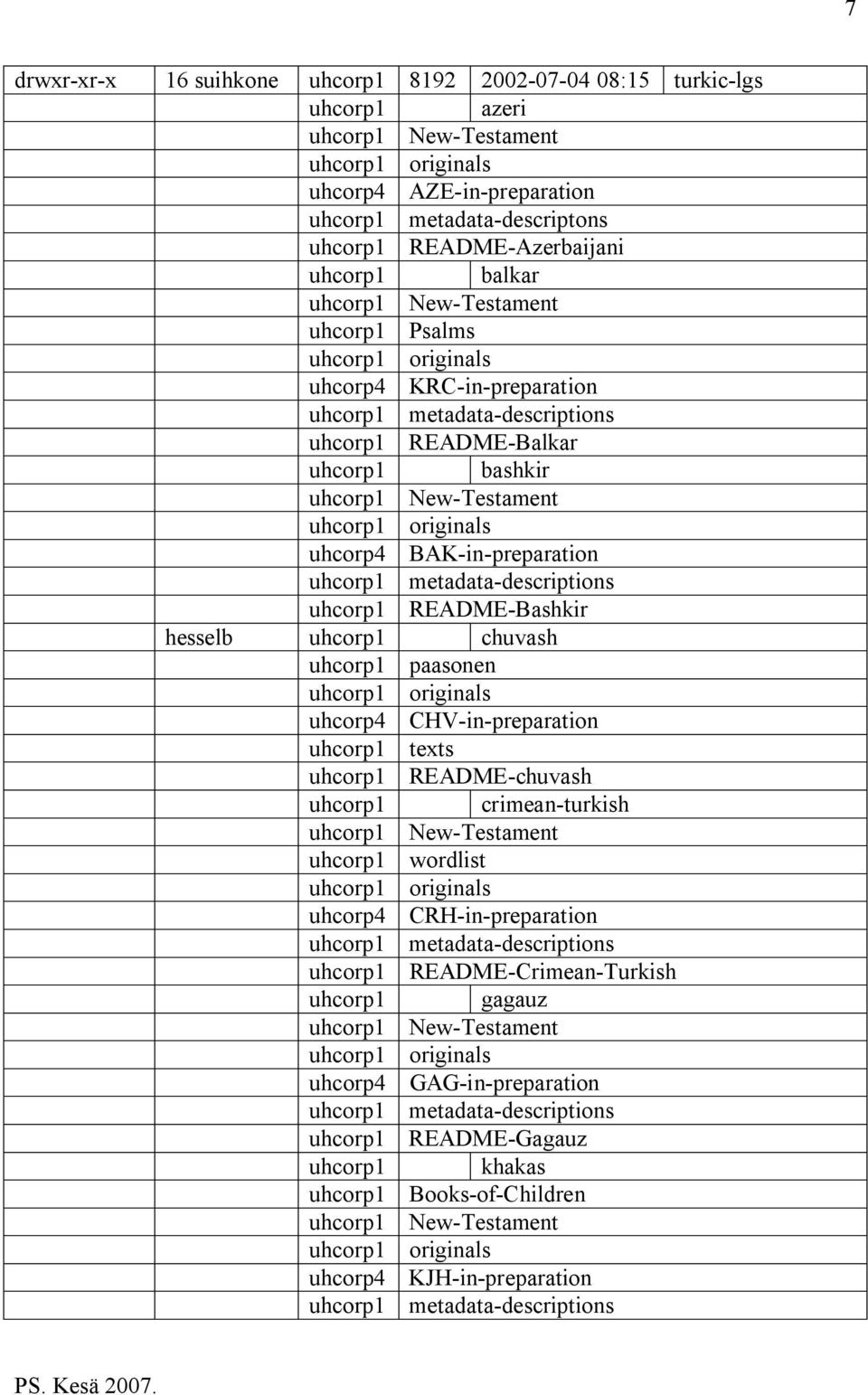 README-Bashkir hesselb uhcorp1 chuvash uhcorp1 paasonen CHV-in-preparation uhcorp1 texts uhcorp1 README-chuvash uhcorp1 crimean-turkish uhcorp1