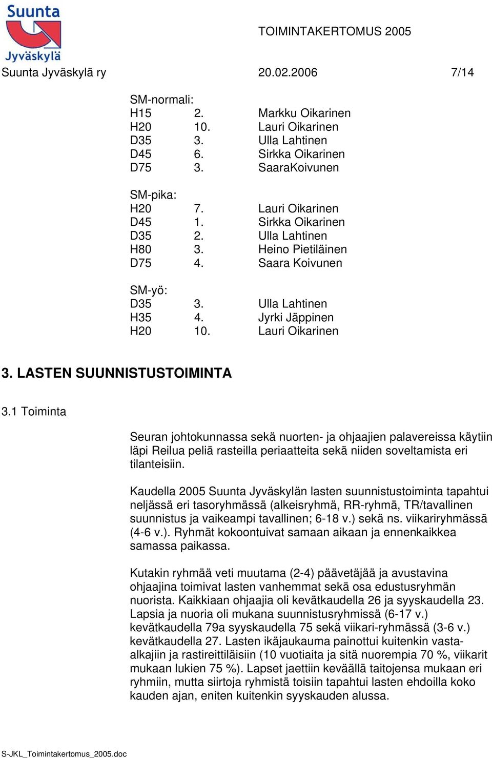 1 Toiminta Seuran johtokunnassa sekä nuorten- ja ohjaajien palavereissa käytiin läpi Reilua peliä rasteilla periaatteita sekä niiden soveltamista eri tilanteisiin.