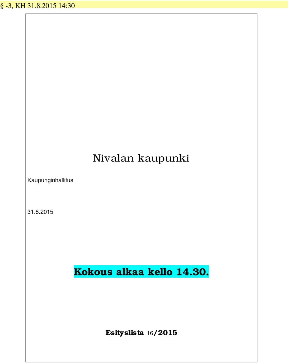 Kaupunginhallitus 31.8.