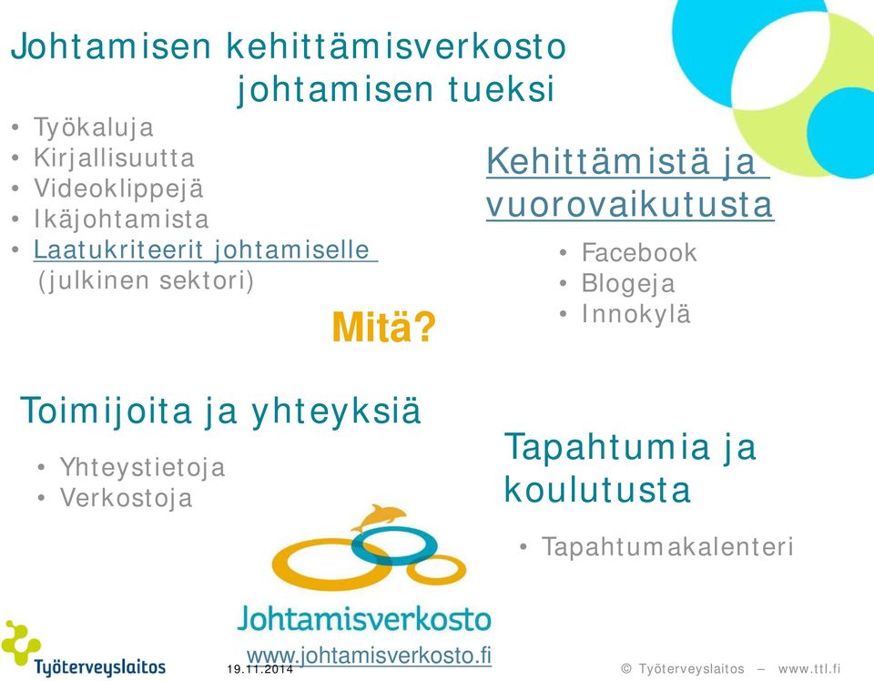 Kehittämistä ja vuorovaikutusta Facebook Blogeja Innokylä Toimijoita ja yhteyksiä