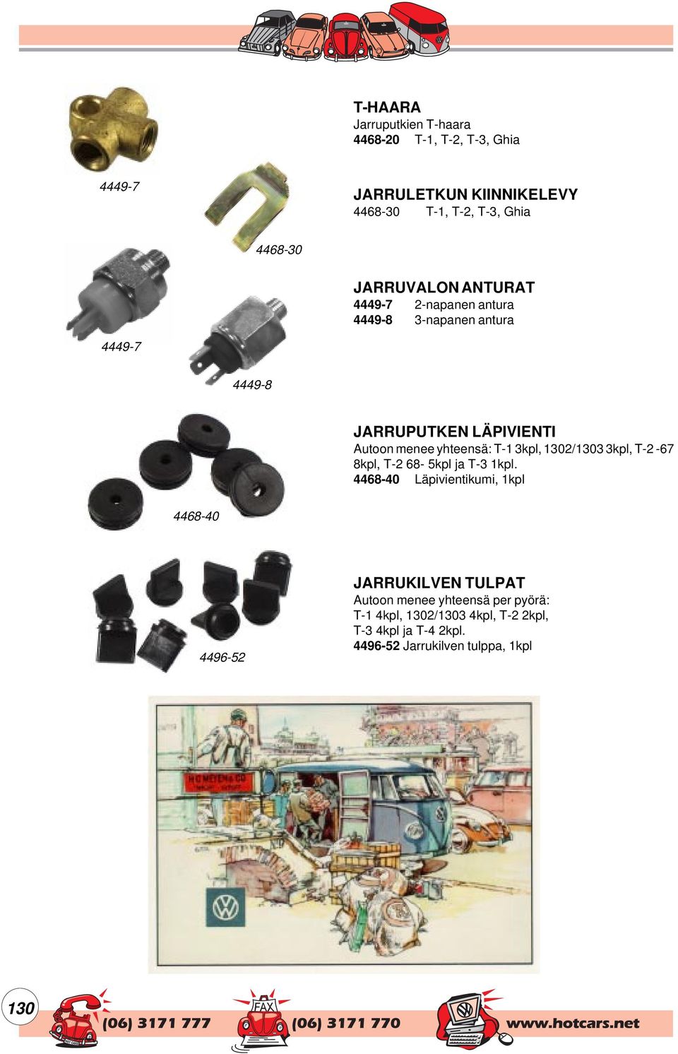 T-1 3kpl, 1302/1303 3kpl, T-2-67 8kpl, T-2 68-5kpl ja T-3 1kpl.