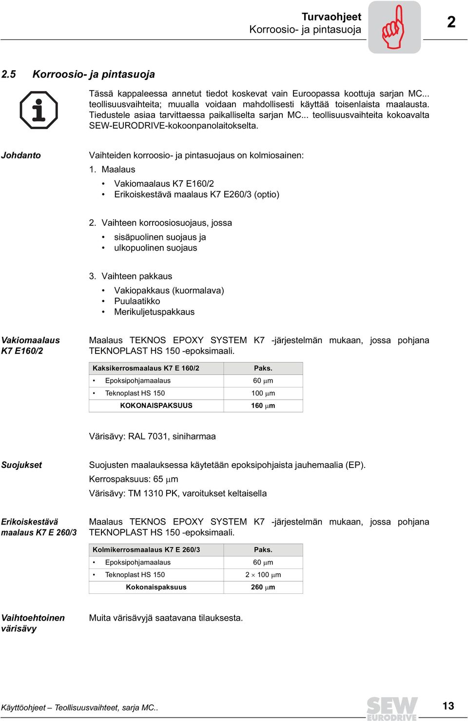 .. teollisuusvaihteita kokoavalta SEWEURODRIVEkokoonpanolaitokselta. Johdanto Vaihteiden korroosio ja pintasuojaus on kolmiosainen: 1.