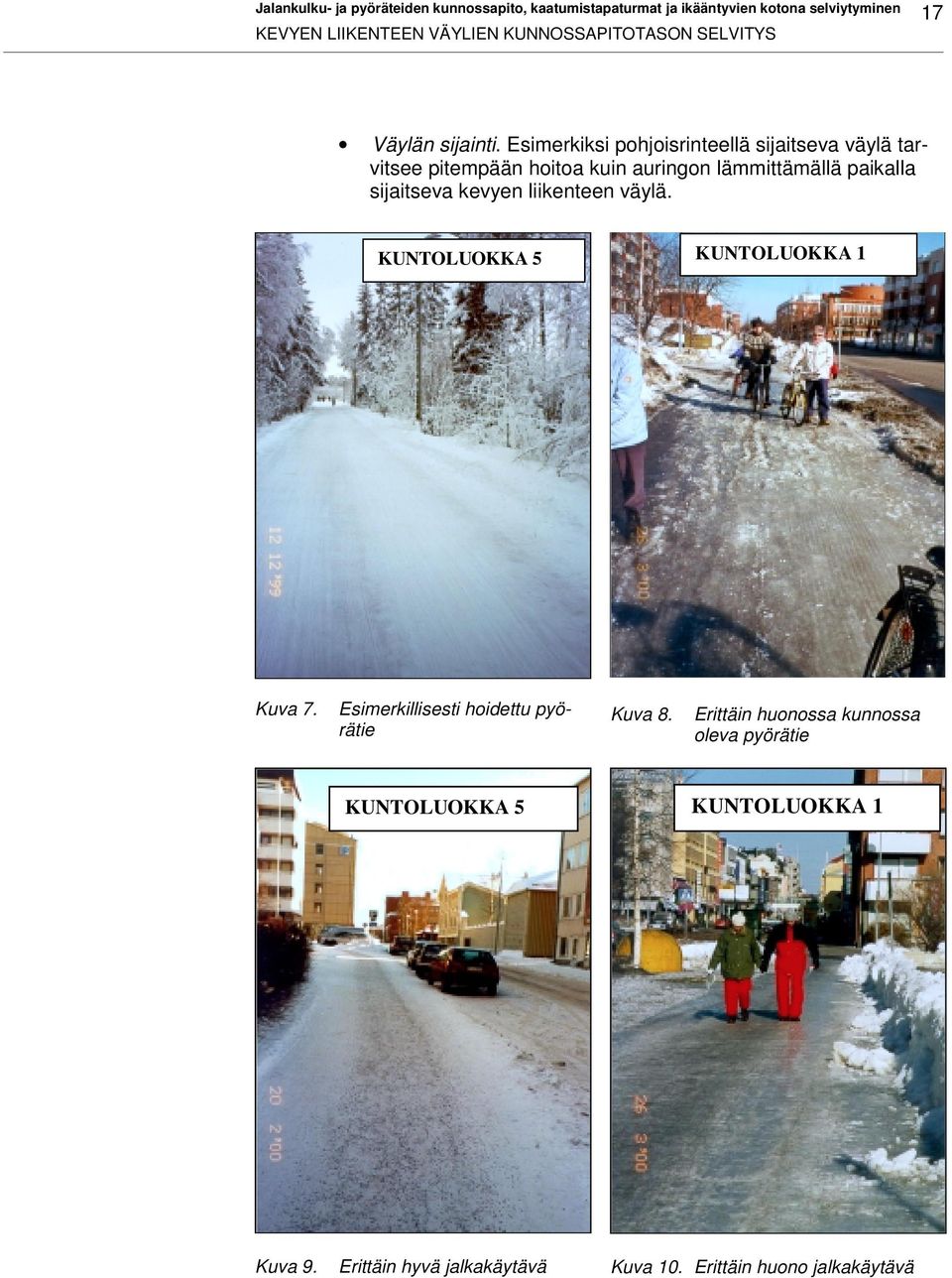 Esimerkiksi pohjoisrinteellä sijaitseva väylä tarvitsee pitempään hoitoa kuin auringon lämmittämällä paikalla sijaitseva kevyen