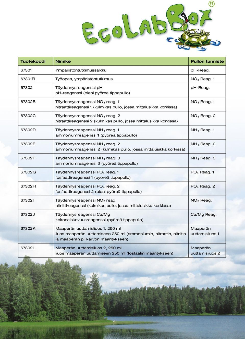 1 nitraattireagenssi 1 (kulmikas pullo, jossa mittalusikka korkissa) 67302C Täydennysreagenssi NO 3 reag.