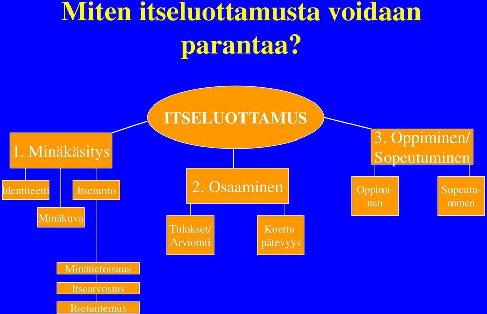 Oppiminen/ Sopeutuminen Identiteetti Itsetunto Minäkuva