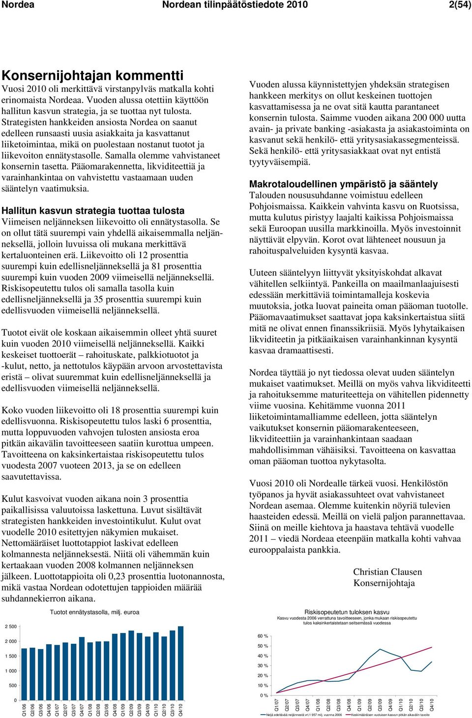 Strategisten hankkeiden ansiosta Nordea on saanut edelleen runsaasti uusia asiakkaita ja kasvattanut liiketoimintaa, mikä on puolestaan nostanut tuotot ja liikevoiton ennätystasolle.