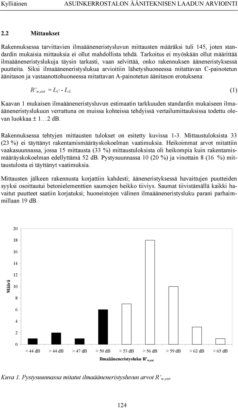 Tarkoitus ei myöskään ollut määrittää ilmaääneneristyslukuja täysin tarkasti, vaan selvittää, onko rakennuksen ääneneristyksessä puutteita.