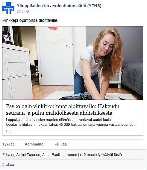 com/ ylioppilaidenterveydenhoitosaatio Voit seurata meitä
