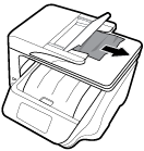 5. Jos lokeron alla on paperitukos, poista se. 6. Laske asiakirjojen syöttölokero alas. Tulostuskasettivaunun jumiutumisen ratkaiseminen Ratkaise tulostuskasettivaunun jumiutuminen.