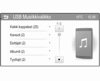 Kosketa t kappaleen toistamisen ensimmäisten 2 sekunnin aikana palataksesi edelliseen kappaleeseen. Palaaminen kulloisenkin kappaleen alkuun Kosketa t, kun kappaletta on toistettu 2 sekuntia.
