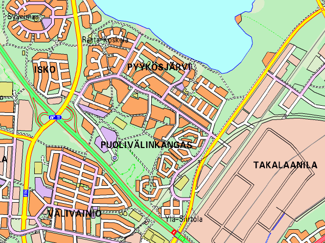 KUVA 6. Puolivälinkankaan asuinalue (26) Puolivälinkankaalla ja Pyykösjärvellä on hieman yli 700 ulkovalaisinta, jotka on kytketty 16 valaisinohjauskeskukseen (22.