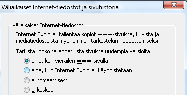 WEBSHOPIA KÄYTETTÄESSÄ TEHTÄVÄ ASETUS INTERNET EXPLORER ASETUKSIIN Tämä toimenpide on tehtävä AINA luettelon käyttöönoton yhteydessä.