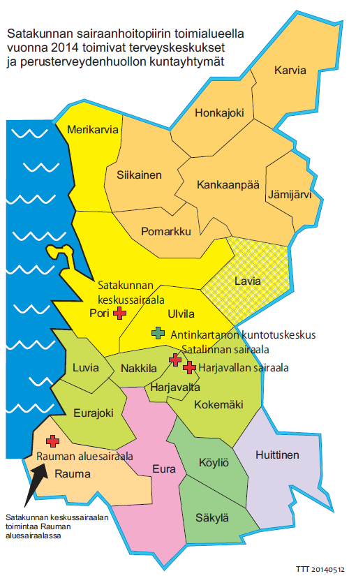 Yhteistoiminta-alueet = PoSa = Porin perusturva = Keski-Satakunnan terveydenhuollon kuntayhtymä = Säkylän