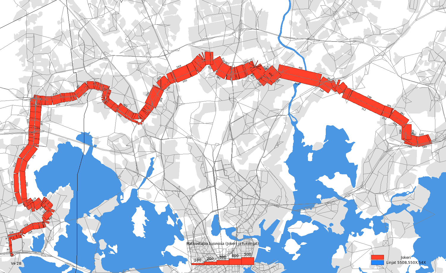 Ve 2B: Nivelbussi Tarjonta idän suuntaan tihenee