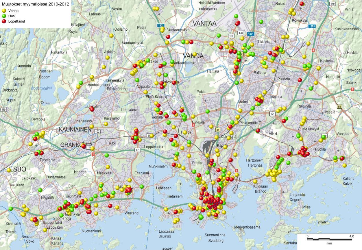 MUUTOKSET KETJUMYYMÄLÖIDEN SIJAINNISSA JA RAKENTEESSA 2010-2012