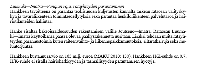 Budjettikirjauksen perusteluosa: Budjettikirjauksen 165 milj.