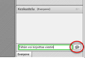 Viestintäikonin vierestä aukeavasta valikosta voi valita viestintäikonin. Esim. Raise Hand -ikonilla voi pyytää puheenvuoroa.