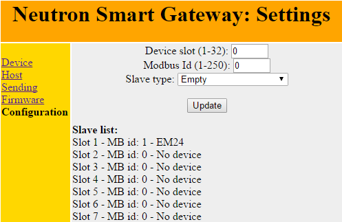 Käyttö- ja asennusohje 4/6 Firmware-asetukset sisältävät seuraavat tiedot: Update firmware nappi aktivoi laitteen ohjelmiston etäpäivityksen. Factory reset nappi palauttaa laitteen oletusasetuksiin.