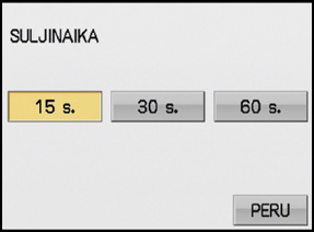 Lisäasetukset (Kuvien tallentaminen) [TÄHTITAIVAS] Tämän tilan avulla voit ottaa kirkkaita kuvia tähtitaivaasta tai tummasta kohteesta. Suljinajan asetus Valitse suljinaika: [15 s.], [30 s.