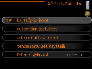 Et voi deaktivoida pelkästään lisälämpöä, ellei sinulla ole lämpöpumppua kytkettynä (katso valikko 5.2.2). Toiminnot "kompressori" tuottaa käyttöveden ja lämmitysveden.