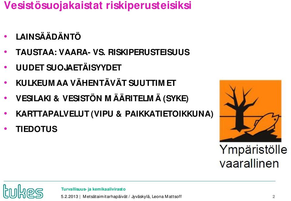 VESILAKI & VESISTÖN MÄÄRITELMÄ (SYKE) KARTTAPALVELUT (VIPU &
