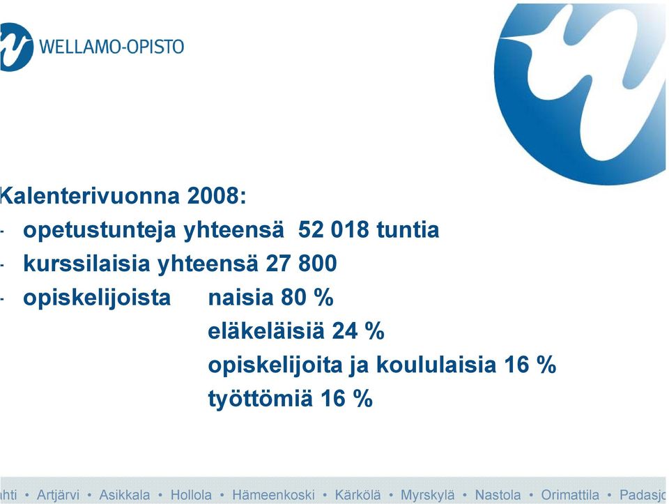 opiskelijoista naisia 80 % eläkeläisiä 24 %