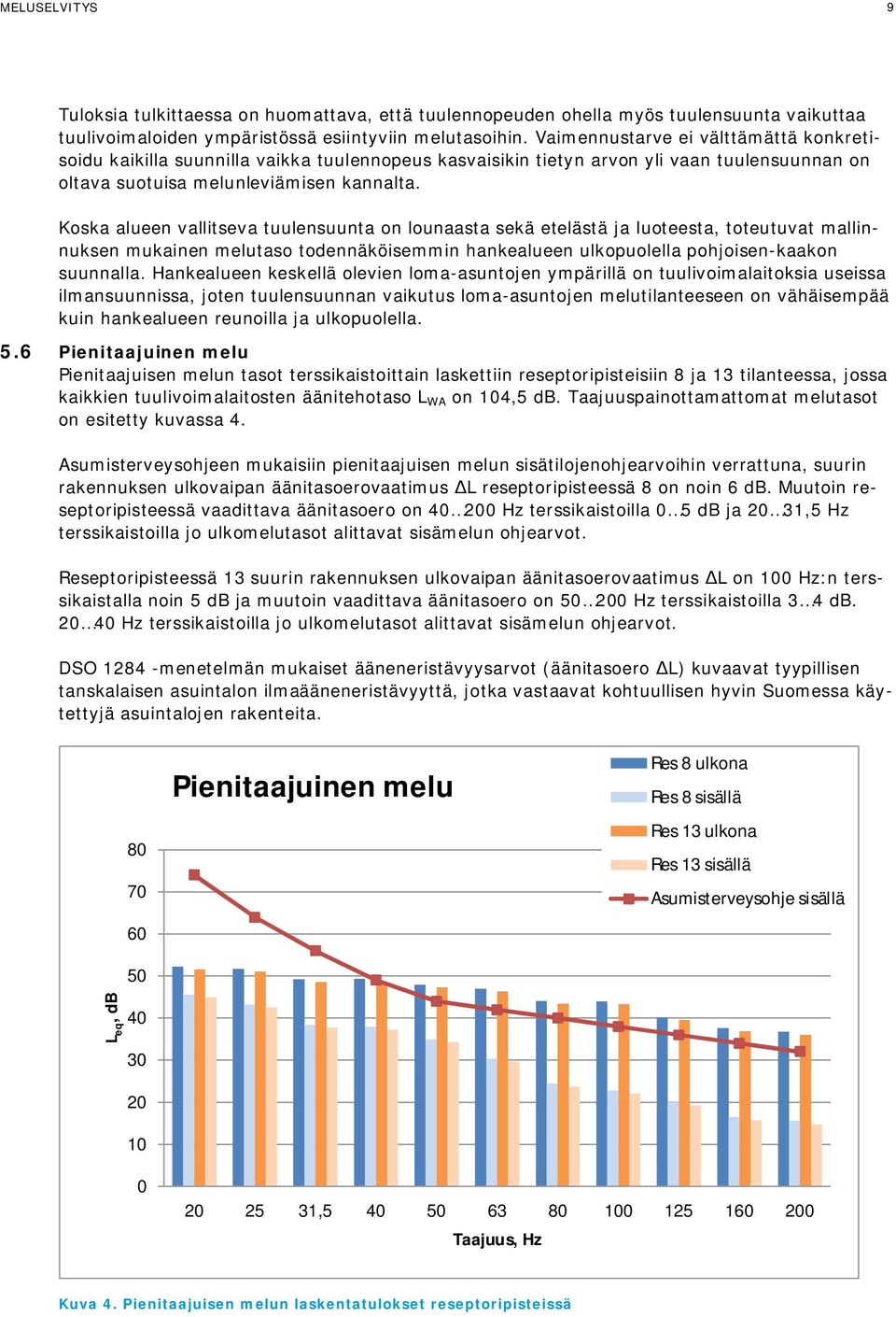 Koska alueen vallitseva tuulensuunta on lounaasta sekä etelästä ja luoteesta, toteutuvat mallinnuksen mukainen melutaso todennäköisemmin hankealueen ulkopuolella pohjoisen-kaakon suunnalla.