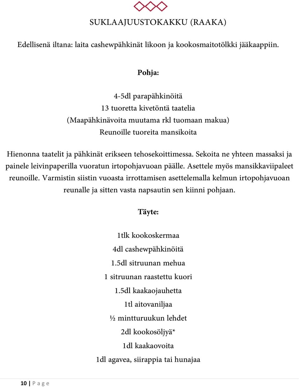 Sekoita ne yhteen massaksi ja painele leivinpaperilla vuoratun irtopohjavuoan päälle. Asettele myös mansikkaviipaleet reunoille.