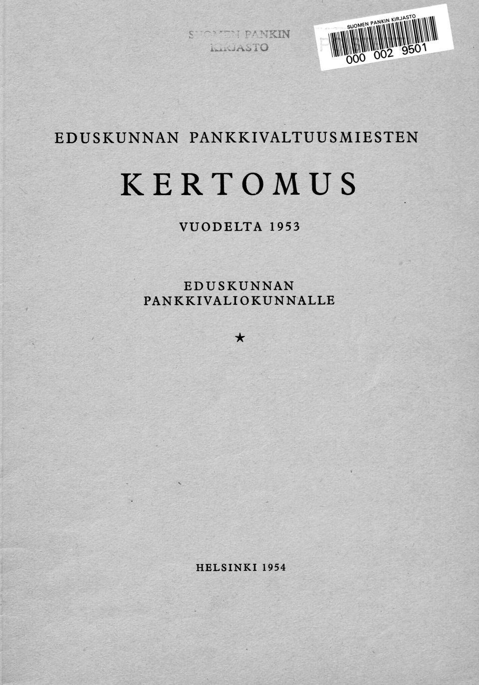 KERTOMUS VUODELTA 1953