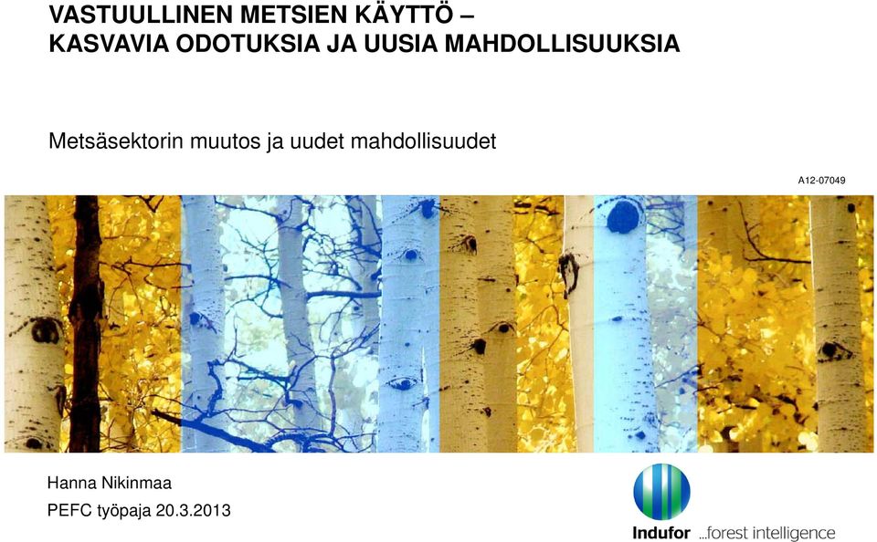 Metsäsektorin muutos ja uudet