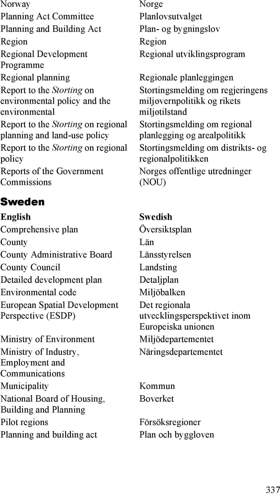Detailed development plan Environmental code European Spatial Development Perspective (ESDP) Ministry of Environment Ministry of Industry, Employment and Communications Municipality National Board of