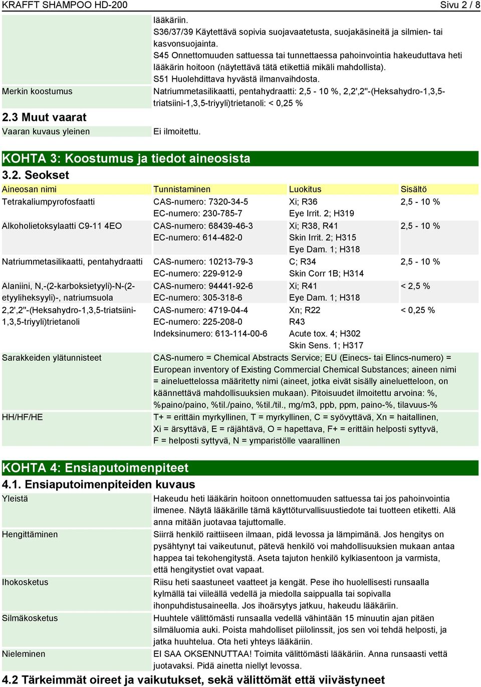 Natriummetasilikaatti, pentahydraatti: 2,