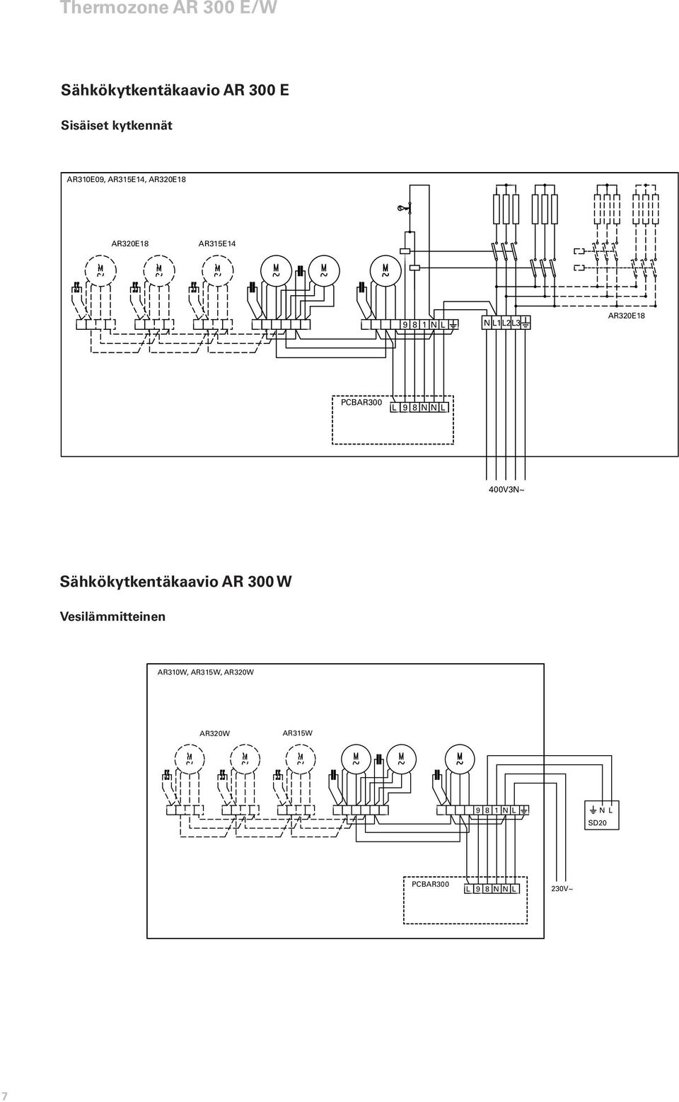 N N L 400V3N~ Sähkökytkentäkaavio AR 300 W Vesilämmitteinen AR310W,