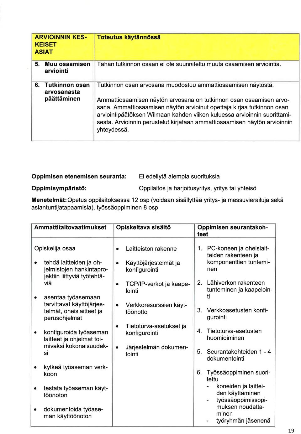 tutkinnon osn osmisen rvosn. Ammttiosmisen näytön rvioinut opettj kirj tutkinnon osn rviointipäätöksen Wilmn khden viikon kuluess rvioinnin suorittmisest.