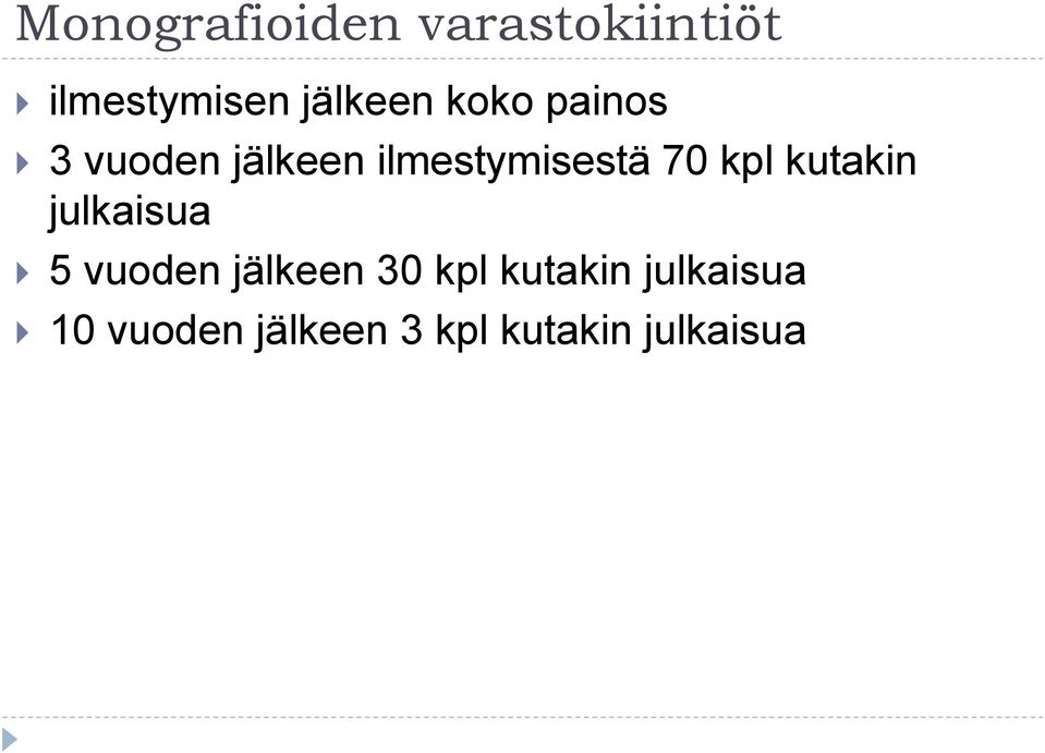 ilmestymisestä 70 kpl kutakin julkaisua 5 vuoden