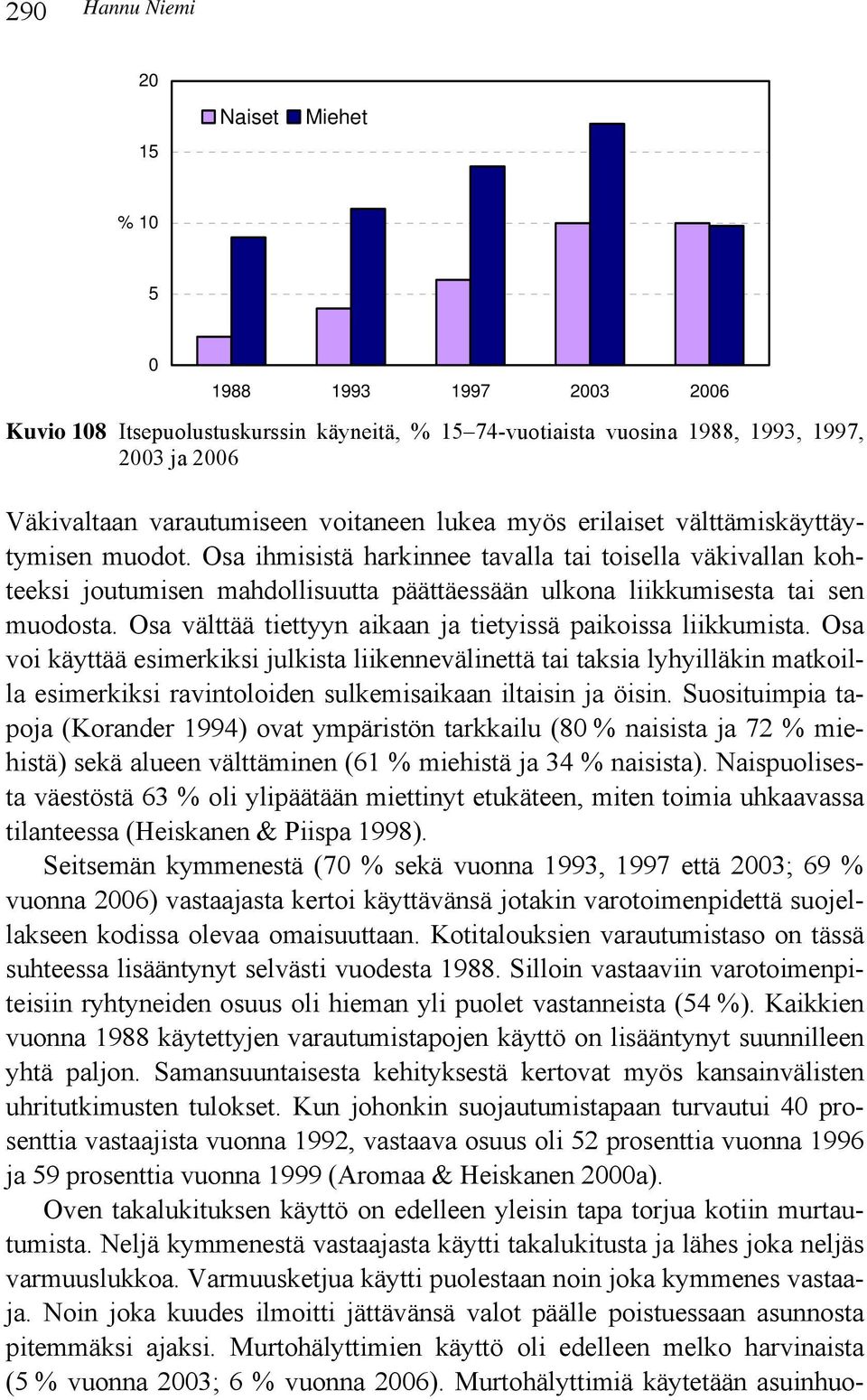 Osa ihmisistä harkinnee tavalla tai toisella väkivallan kohteeksi joutumisen mahdollisuutta päättäessään ulkona liikkumisesta tai sen muodosta.