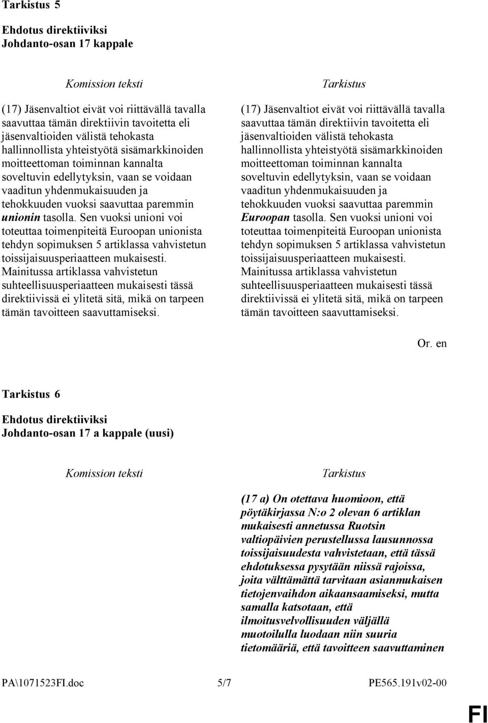 Sen vuoksi unioni voi toteuttaa toimenpiteitä Euroopan unionista tehdyn sopimuksen 5 artiklassa vahvistetun toissijaisuusperiaatteen mukaisesti.