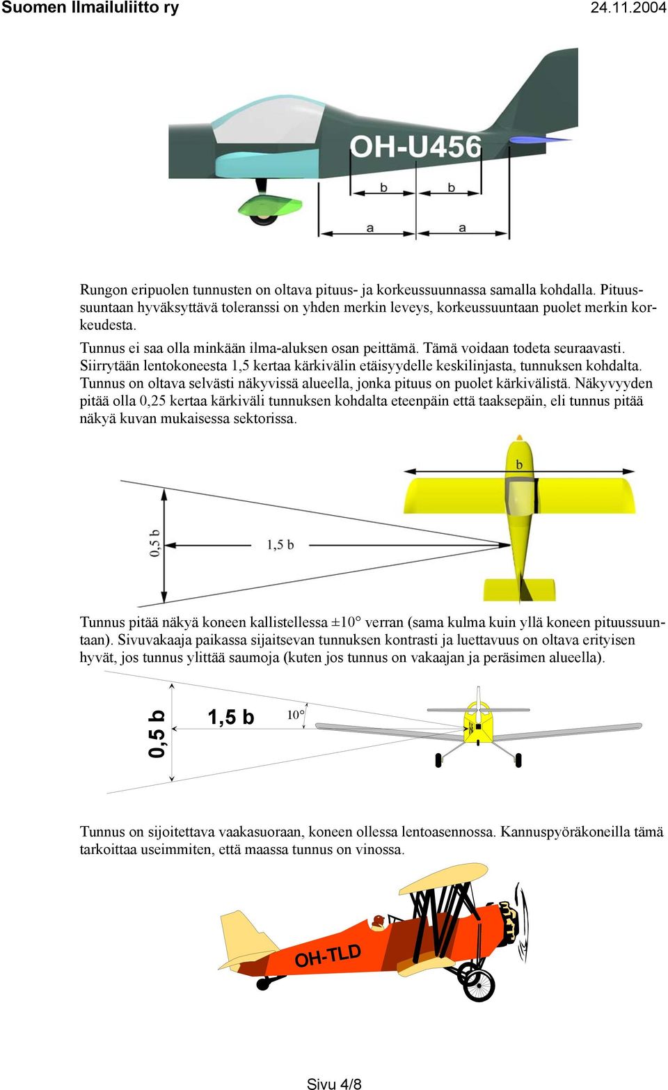 Tunnus on oltava selvästi näkyvissä alueella, jonka pituus on puolet kärkivälistä.