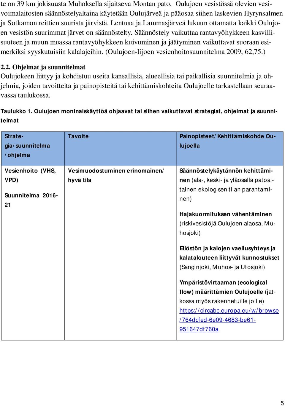 Lentuaa ja Lammasjärveä lukuun ottamatta kaikki Oulujoen vesistön suurimmat järvet on säännöstelty.