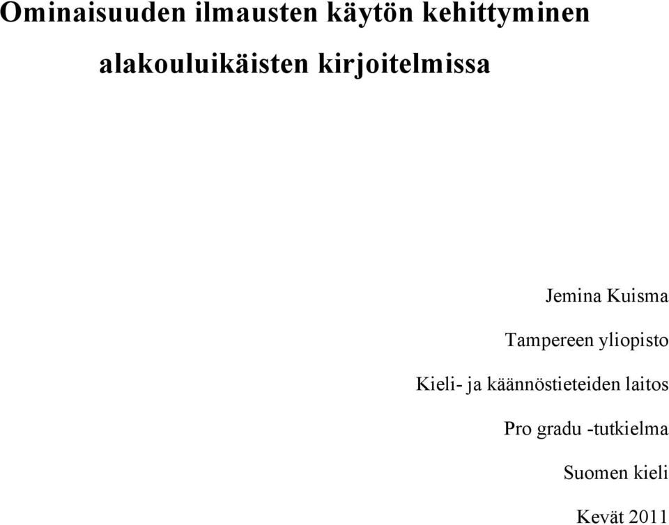 Tampereen yliopisto Kieli- ja käännöstieteiden