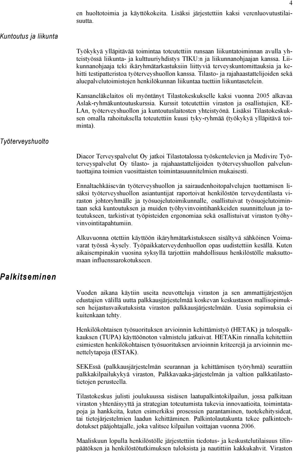 Liikunnanohjaaja teki ikäryhmätarkastuksiin liittyviä terveyskuntomittauksia ja kehitti testipatteristoa työterveyshuollon kanssa.