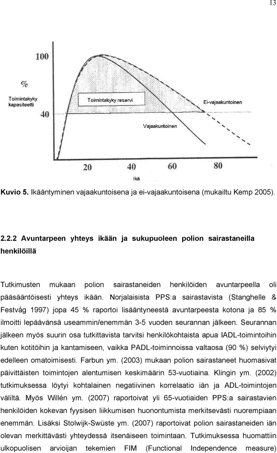 Norjalaisista PPS:a sairastavista (Stanghelle & Festvåg 1997) jopa 45 % raportoi lisääntyneestä avuntarpeesta kotona ja 85 % ilmoitti lepäävänsä useammin/enemmän 3-5 vuoden seurannan jälkeen.