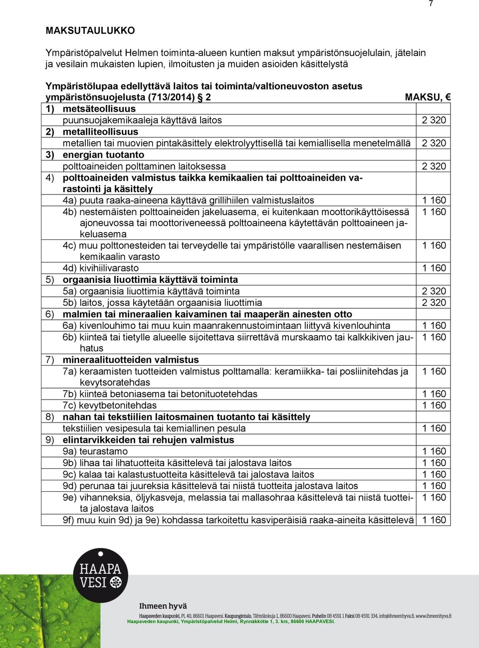 muovien pintakäsittely elektrolyyttisellä tai kemiallisella menetelmällä 2 320 3) energian tuotanto polttoaineiden polttaminen laitoksessa 2 320 4) polttoaineiden valmistus taikka kemikaalien tai