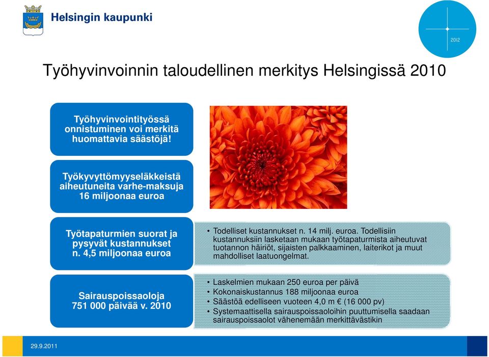 Työtapaturmien suorat ja pysyvät kustannukset n. 4,5 miljoonaa euroa 