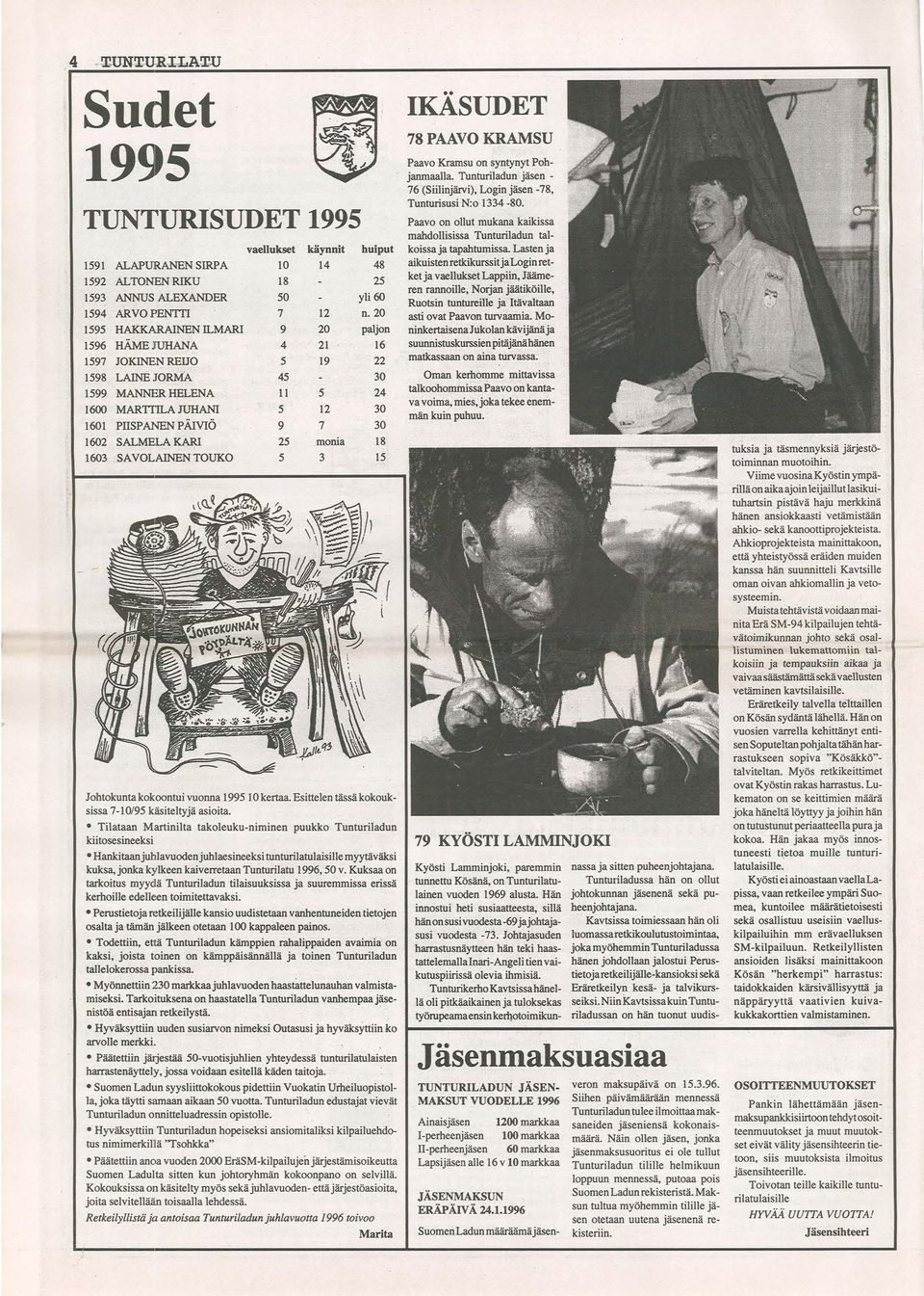 20 paljon Johtokunta kokoontui vuonna 199510 kertaa. Esittelen tässä kokouksissa 7-10/95 käsiteltyjä asioita.