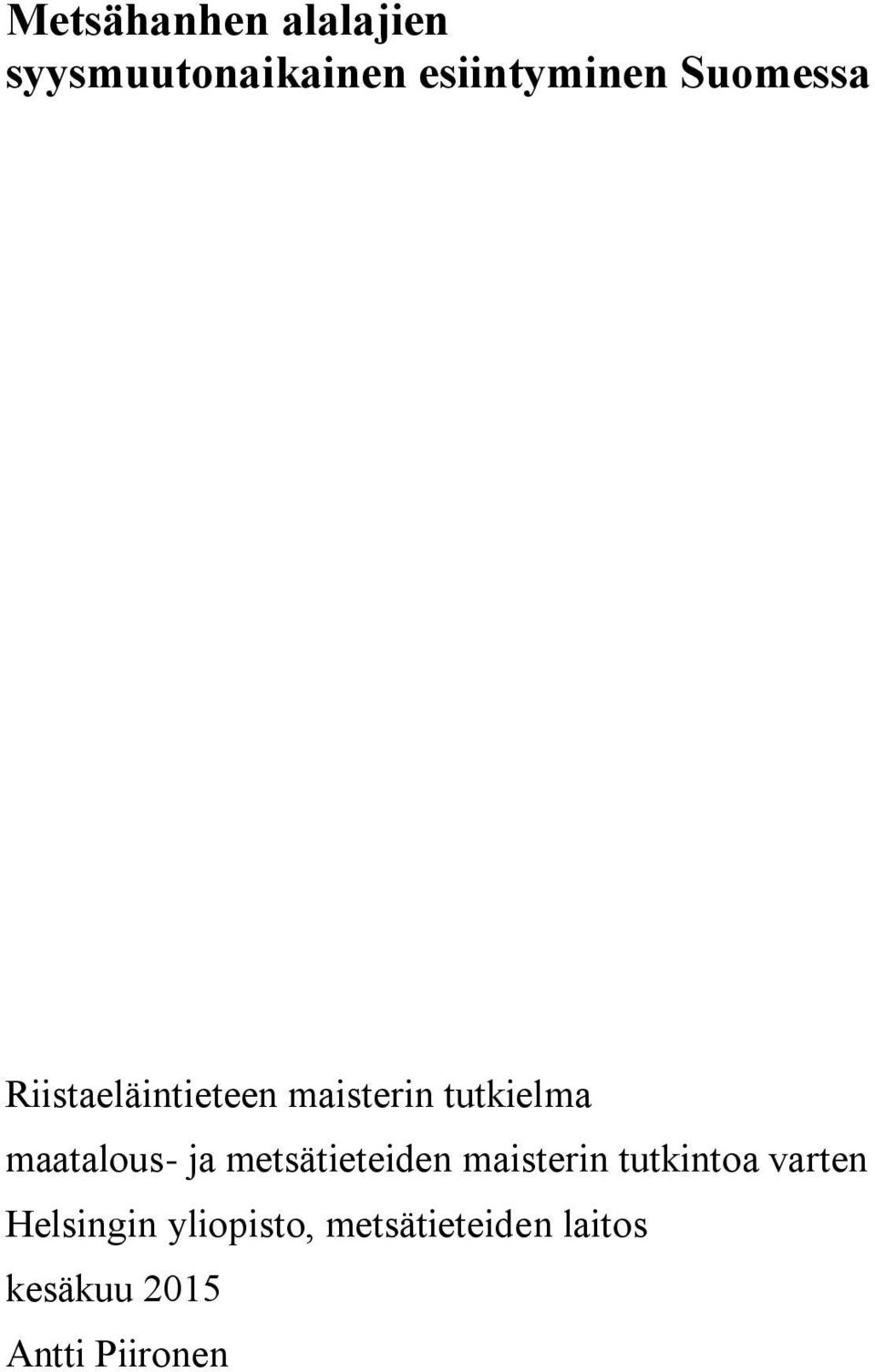 maatalous- ja metsätieteiden maisterin tutkintoa varten