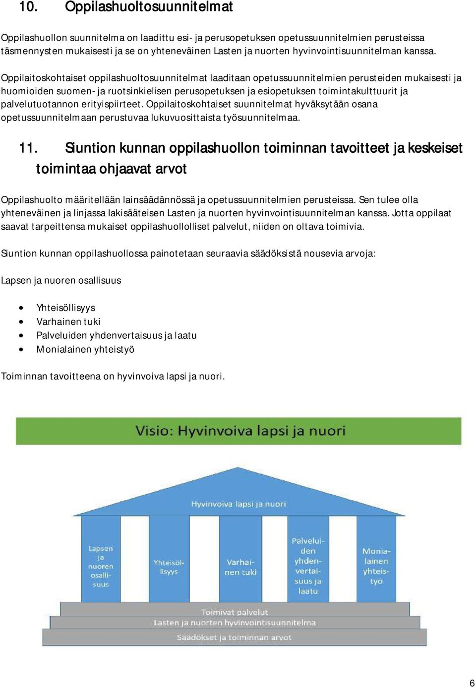 Oppilaitoskohtaiset oppilashuoltosuunnitelmat laaditaan opetussuunnitelmien perusteiden mukaisesti ja huomioiden suomen- ja ruotsinkielisen perusopetuksen ja esiopetuksen toimintakulttuurit ja