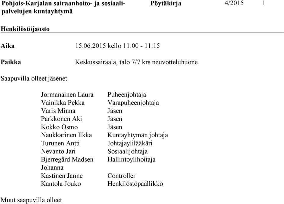 Vainikka Pekka Varis Minna Parkkonen Aki Kokko Osmo Naukkarinen Ilkka Turunen Antti Nevanto Jari Bjerregård Madsen